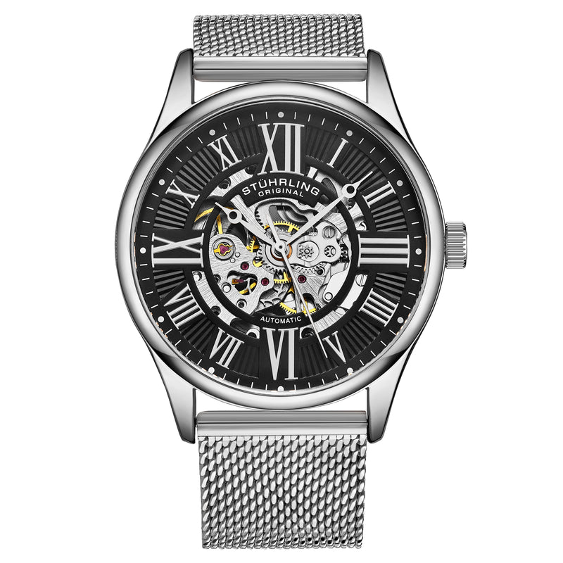 Atrium 3942M Automatic 42mm Skeleton Silver/Stainless Steel | Black Dial