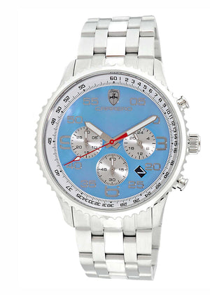 Aureum-MB Silvertone/ Blue | Light Blue Dial