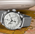 100 Jahre Chronograph Silver with Mesh Bracelet | Silver Dial