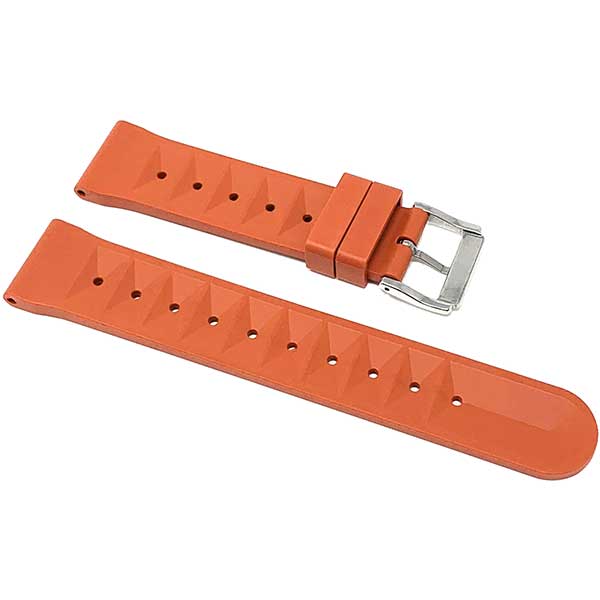 2 Pack - Vintage Rubber Diver Waffle Watch Bands Red and Orange, 20mm |  Dial