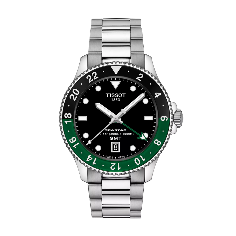 Seastar 1000 GMT Black / Stainless Steel | Black Dial