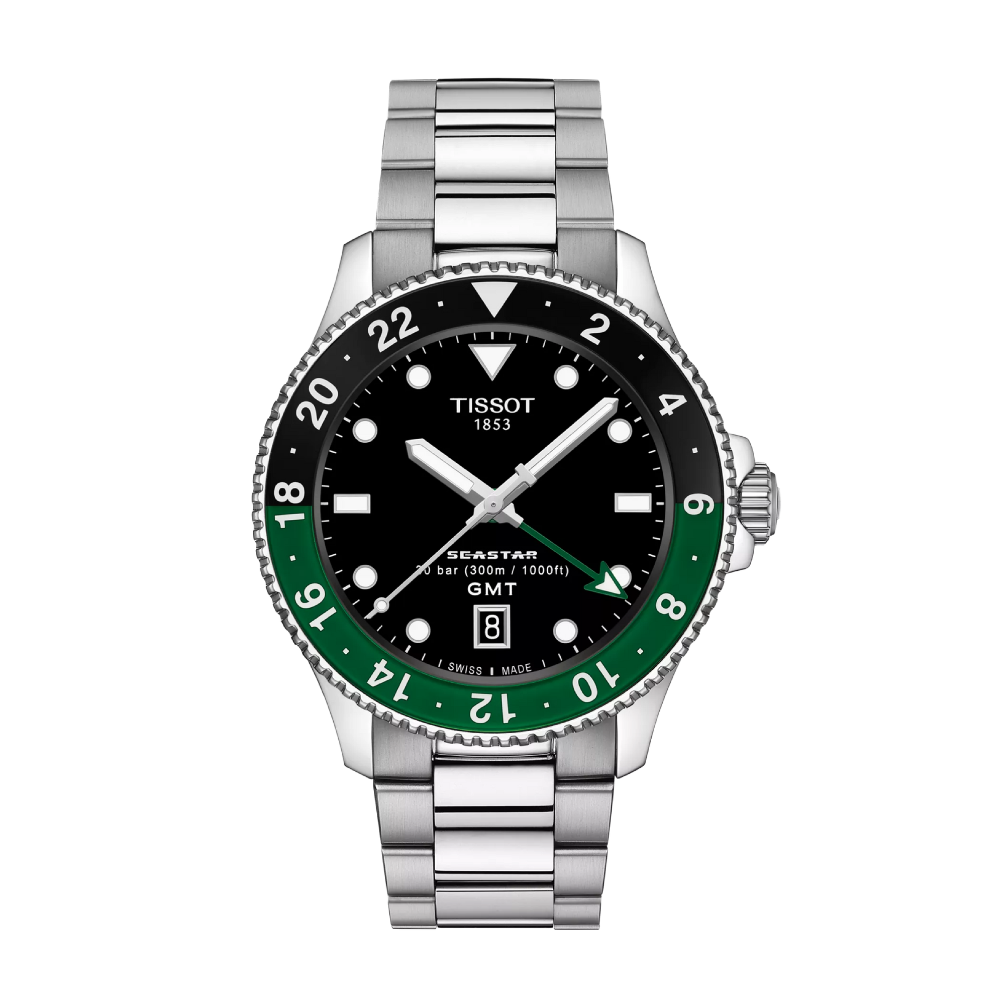 Seastar 1000 GMT Black / Stainless Steel | Black Dial