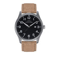 Crosswind Canvas-Overlaid Leather-Band Watch w/ Date Black/Khaki | Black Dial