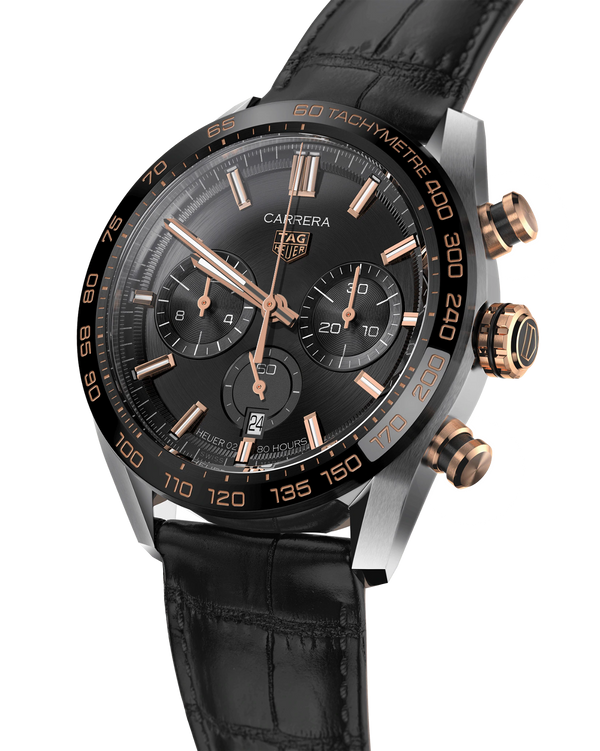 Carrera Automatic 44mm Black dial / Leather Strap | Black Dial