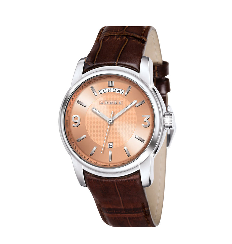 CR8007-05 3 Hand Movement, Beige Dial and Brown Leather Strap |  Dial
