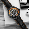 Legacy Black/Black & Orange Leather | Black & Orange Dial