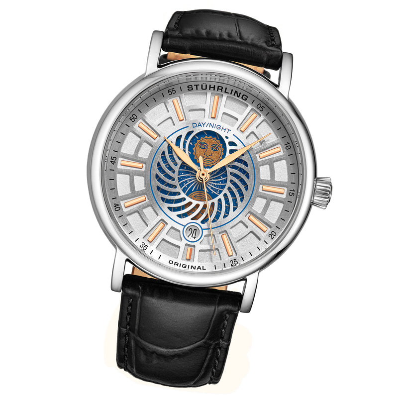 Symphony Silver case/Leather strap/ Brass Dial | White Dial