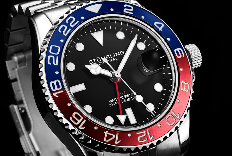 Aquadiver GMT Red / Blue Bezel | Black Dial