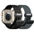 2 Pack - Magnetic Clasp Silicone Ocean Ripple Band for Apple Watch Ultra & Series 9/8/7/6 Black and Grey - 49mm/45mm/44mm/42mm |  Dial