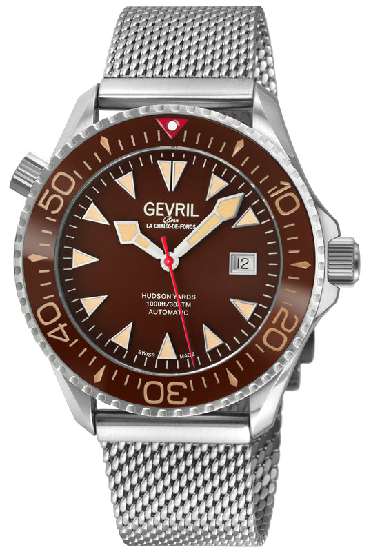 Hudson Yards Swiss Automatic SW200 - Date display Diver watch, Brown Ceramic bezel, Brown enamel dial with Old Radium Luminous | Brown Dial
