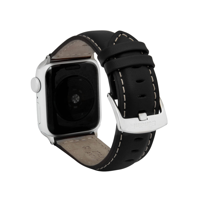 Classic Leather Band with Stitch for Apple Watch Series 8/7/6/5/4/3/2/1/SE Black (38mm | 40mm | 41mm) |  Dial