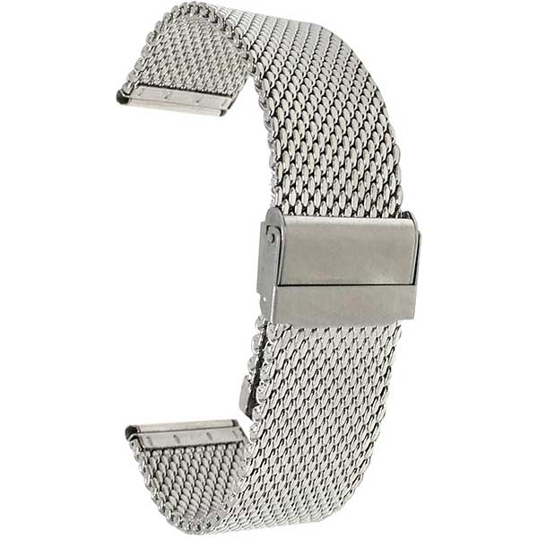 MCX13 | Silver 24mm Mens Stainless Steel Thick Mesh Band, Adjustable Length Metal Watch Strap 24mm / Silver Tone |  Dial