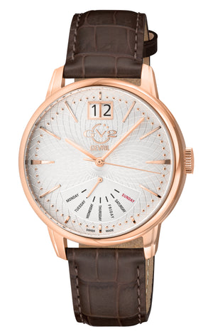 Rovescio Swiss Multifunction Big Date IPRG/White ,Brown Handmade Leather | White Dial