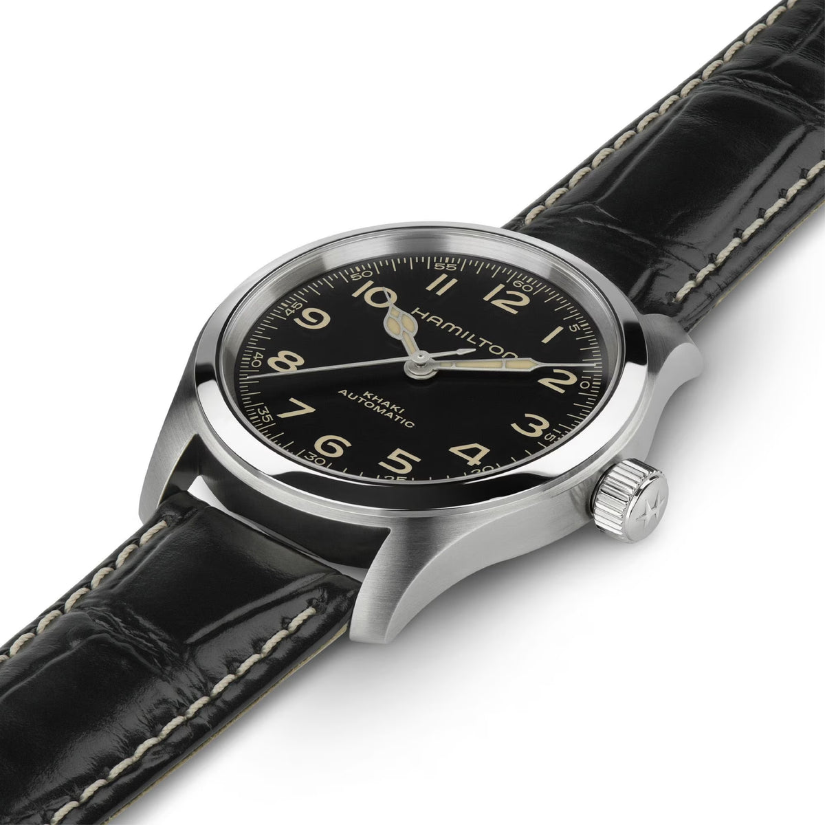 Khaki Field Black / Leather Black Dial