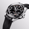 HYDROCONQUEST GMT Black / Rubber | Black Dial