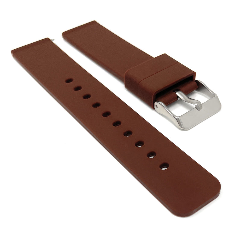 SIL.100 | Quick Release Slim Soft Rubber Silicone Watch Band - 22mm, Brown 22mm / Brown |  Dial