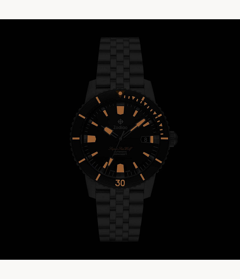 Super Sea Wolf Black Dial/Black Top Ring SS Silver Dial