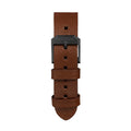STRAP, 20mm, ITALIAN LEATHER, CROSS HATCH, IP BLACK BUCKLE, COGNAC, XL ITALIAN LEATHER, CROSS HATCH