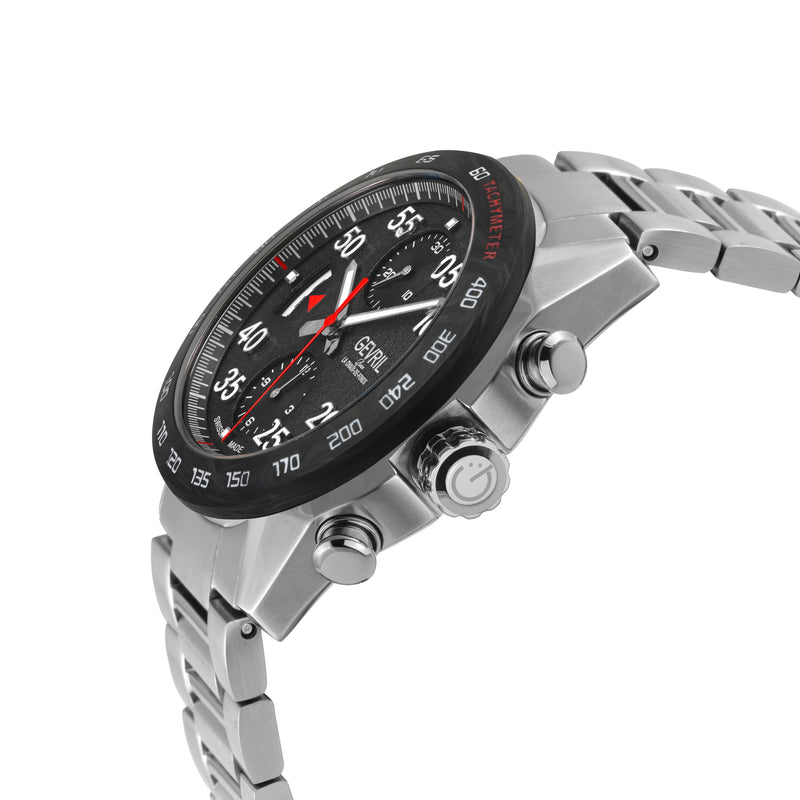 Ascari - Chronograph Swiss made Automatic Chrono Sellita SW500 forged carbon bezel  Black dial, Stainless steel | Black Dial