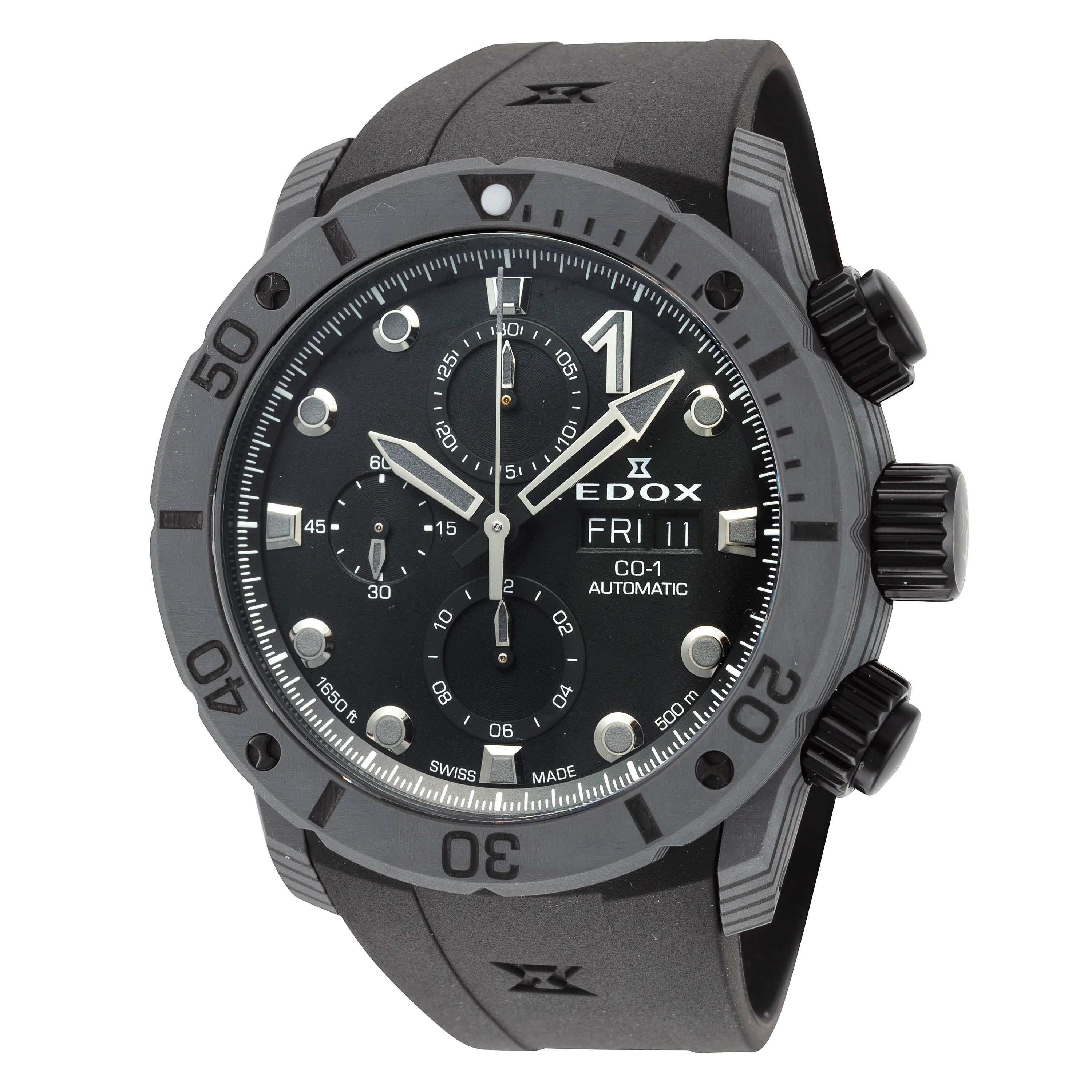 Edox CO-1 Swiss Automatic Movement Black Dial 01125-CLNGN-NING