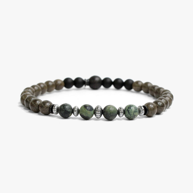 Gray Wood, Green Kambaba Jasper M (7.25" Wrist) |  Dial