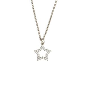 Elegant Confetti Women's 18K White Gold Plated CZ Simulated Diamond Star Pendant Necklace 18k White Gold