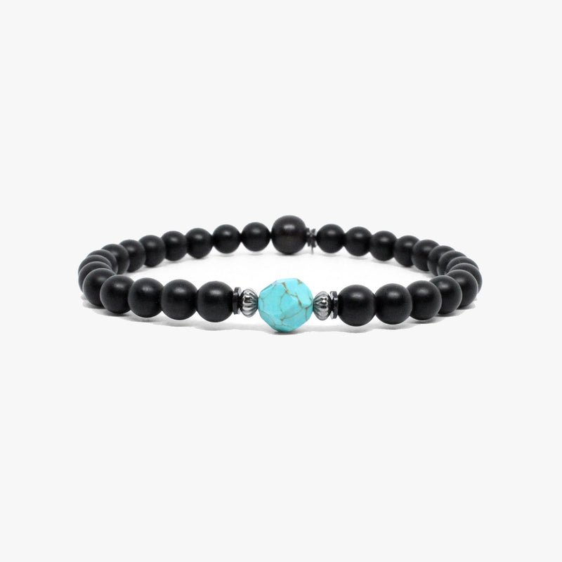 Faceted Turquoise Gemstone, Black Onyx  |  Dial