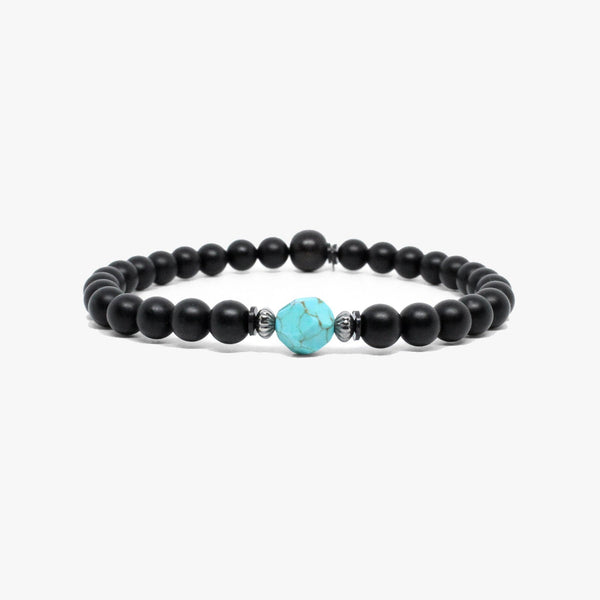 Faceted Turquoise Gemstone, Black Onyx  |  Dial