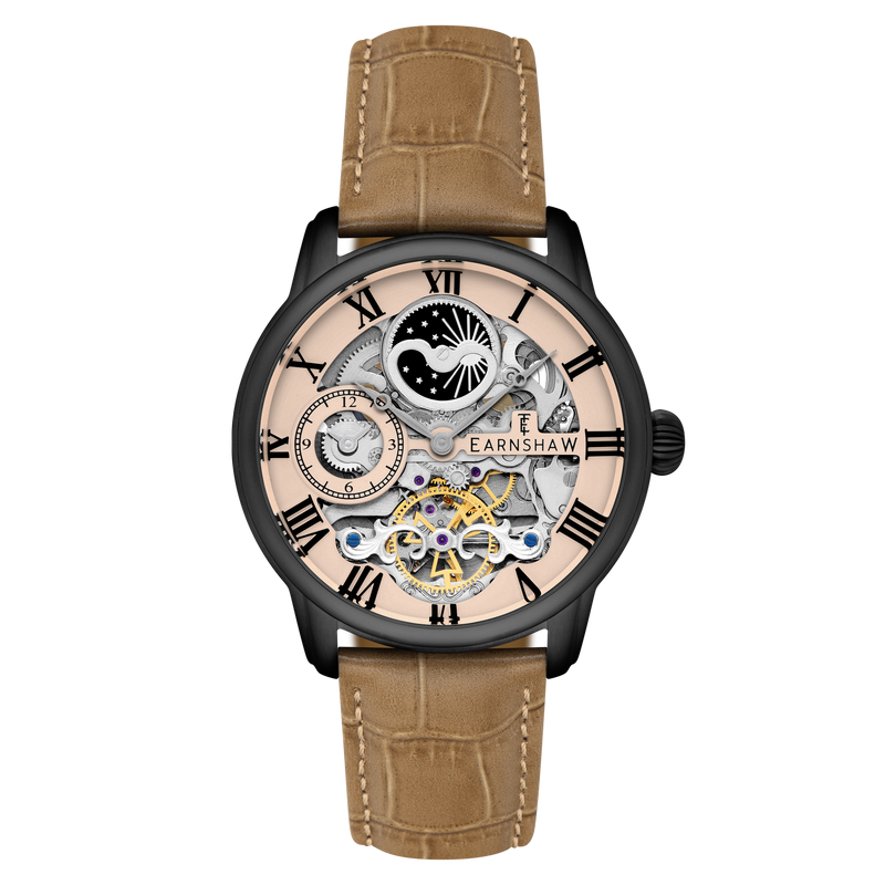 Longitude Automatic Skeleton Tan / Brown Leather | Tan Dial