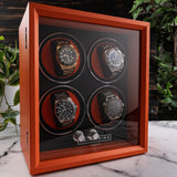 Mainspring Oxford Guardian 4-Slot Watch Winder - Orange