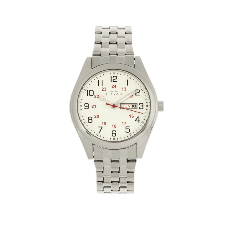 Gann Bracelet Watch with Day/Date Silver/White | White Dial