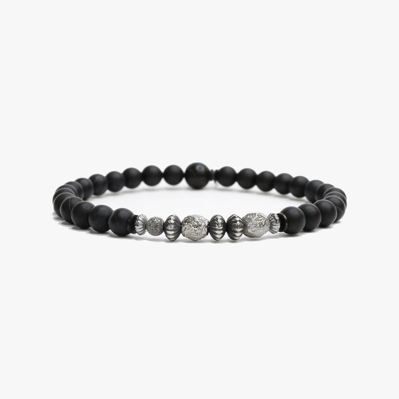 Black Agate, Sterling Silver Stack M (7.25" Wrist) |  Dial