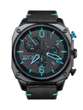 Hawker Hunter Retrograde Chronograph Black & Blue Dial / Leather | Black Dial