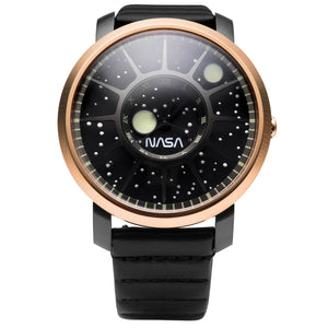 NASA Trappist-1 Sapphire Lunar Module rose gold/gunmetal/black silicone strap | Black Dial