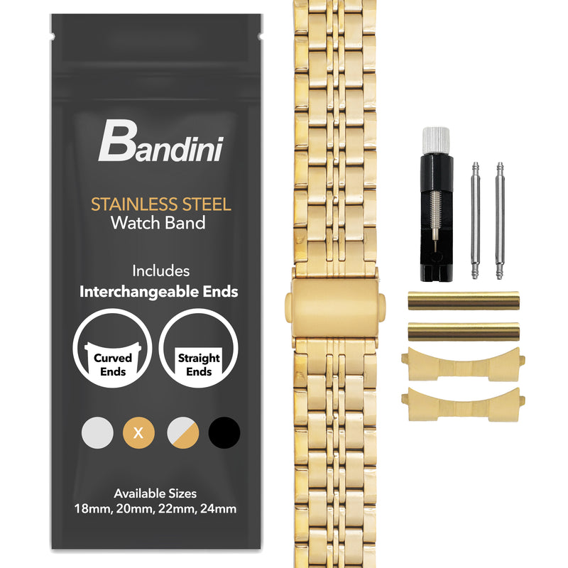 MET.615 | Jubilee Stainless Steel Watch Band 22mm / Gold |  Dial