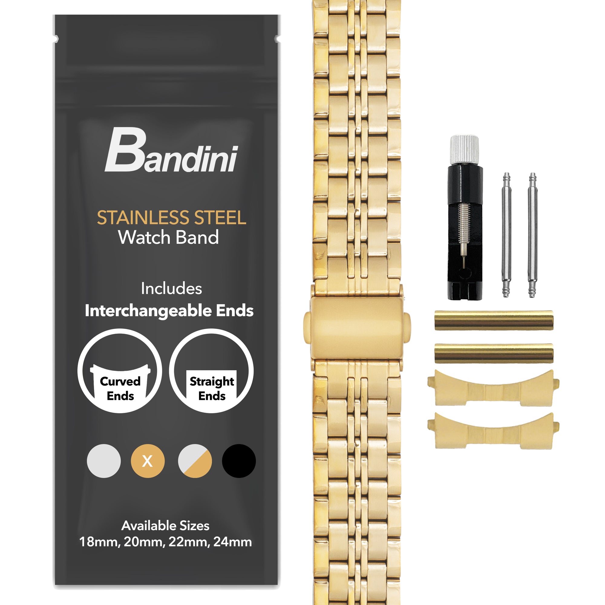 MET.615 | Jubilee Stainless Steel Watch Band 22mm / Gold |  Dial