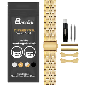 MET.615 | Jubilee Stainless Steel Watch Band 22mm / Gold |  Dial