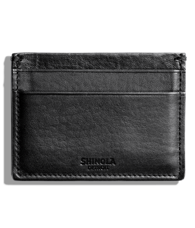 Five Pocket Card Case Natural Grain Leather - Black