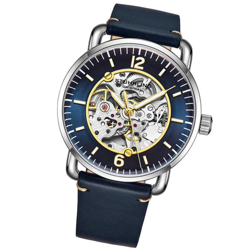 Legacy Blue/Blue/Gold Leather | Skeleton Dial