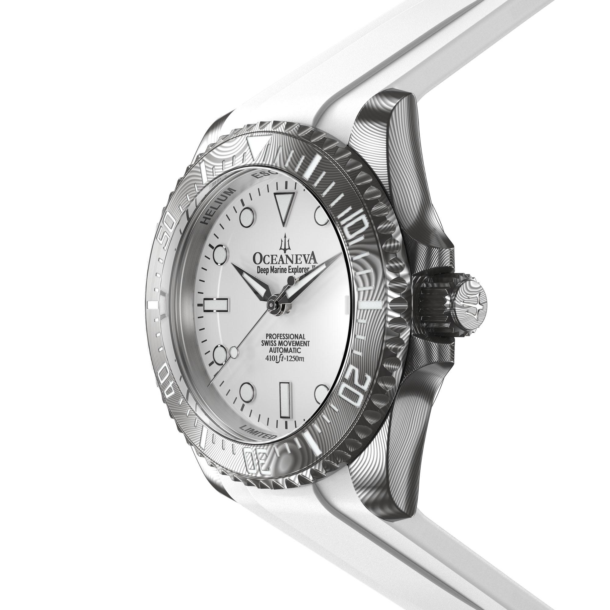 Oceaneva Damascus Swiss Automatic SW200 Deep Marine Explorer II (Damascus/White Dial)