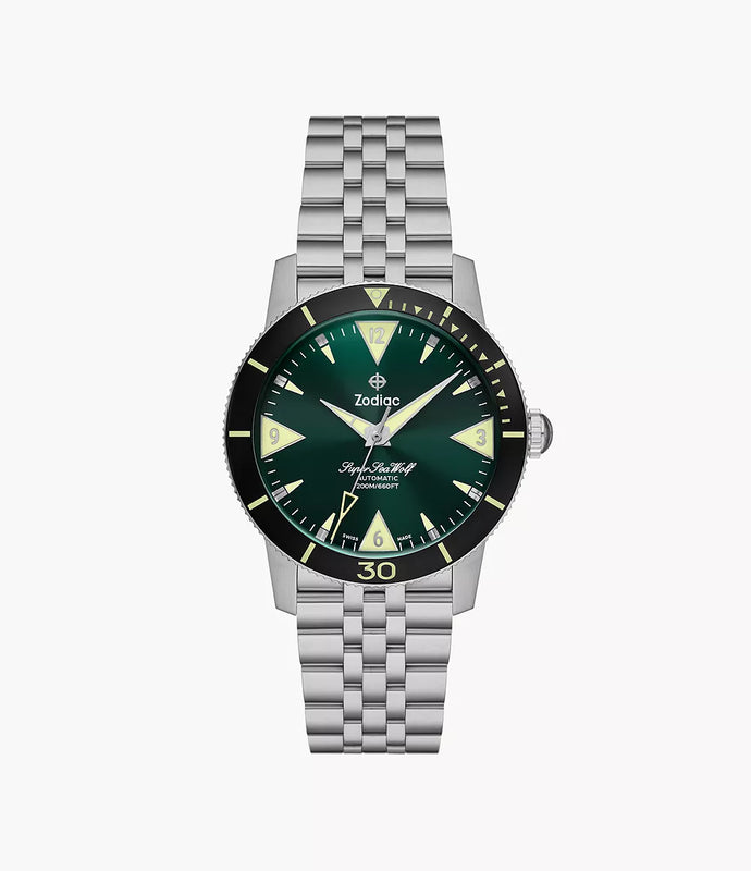 Super Sea Wolf Skin Diver Stainless Steel Green | Green Dial