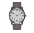 Crosswind Canvas-Overlaid Leather-Band Watch w/ Date Gunmetal/Grey | Silver Dial