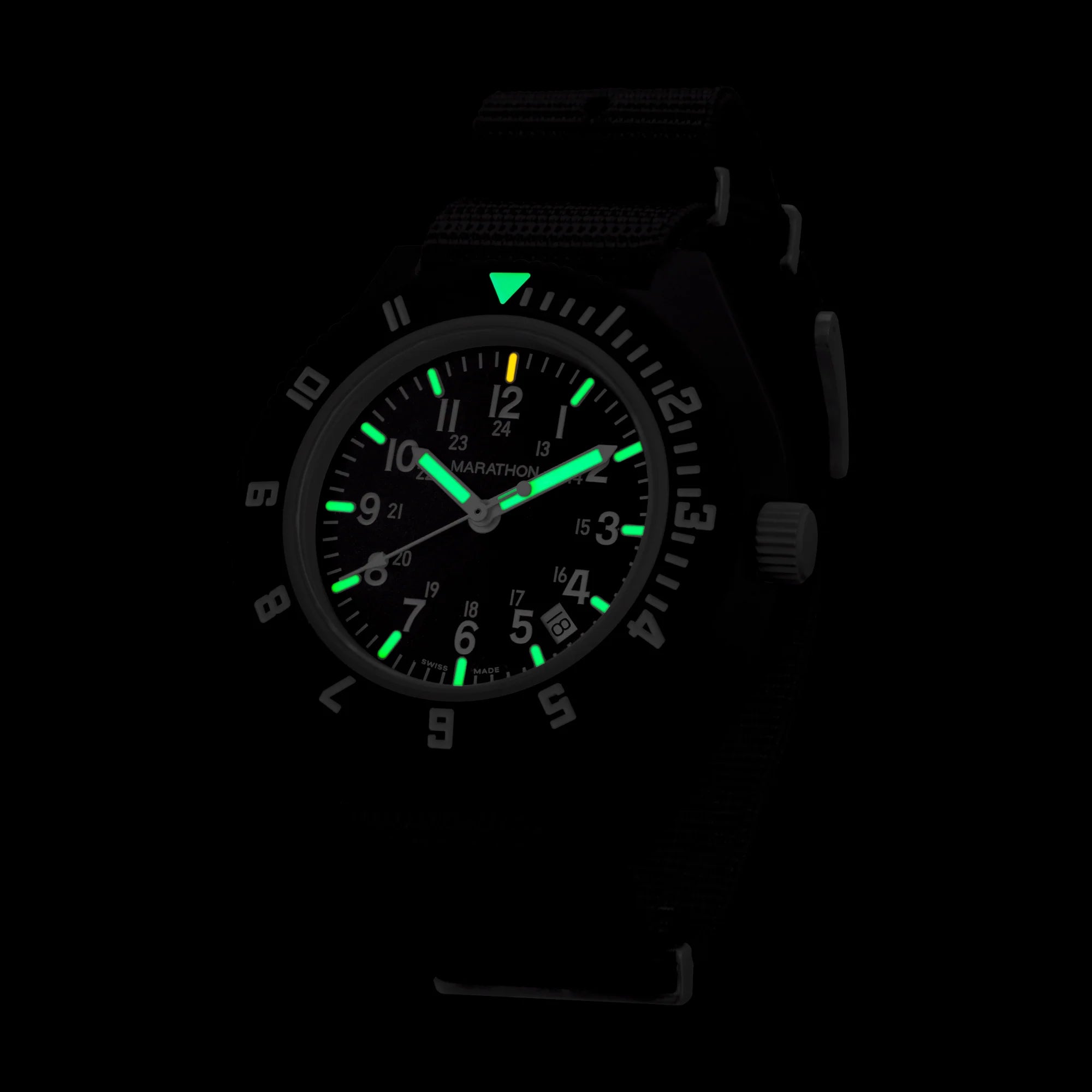 MaraGlo Pilot's Navigator with Date Black NGM/Nylon | Matte Black Dial