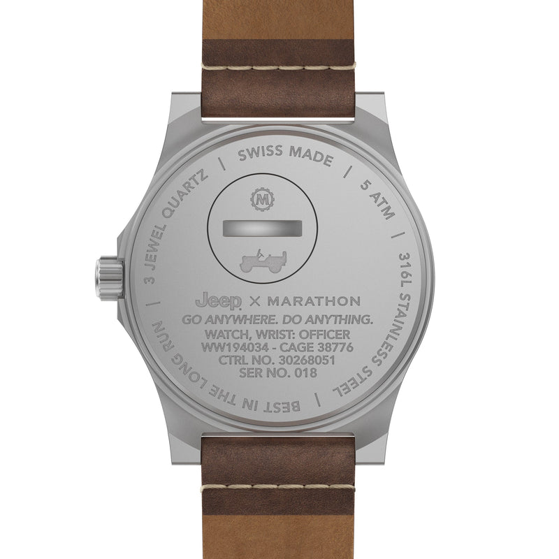 41mm JEEP WILLYS VINTAGE OFFICER'S QUARTZ COLOUR: SS/HERITAGE 3PC CRAZY HORSE LEATHER JEEP GPQ | Black Dial