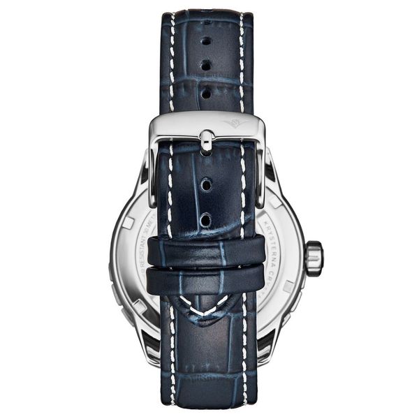 Global Voyager GMT 42mm World Timer Watch Blue/Leather | Blue Dial