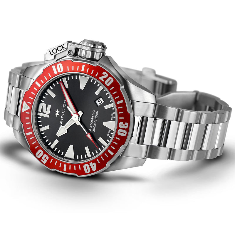 Khaki Navy Silver/Red/SS | Black Dial