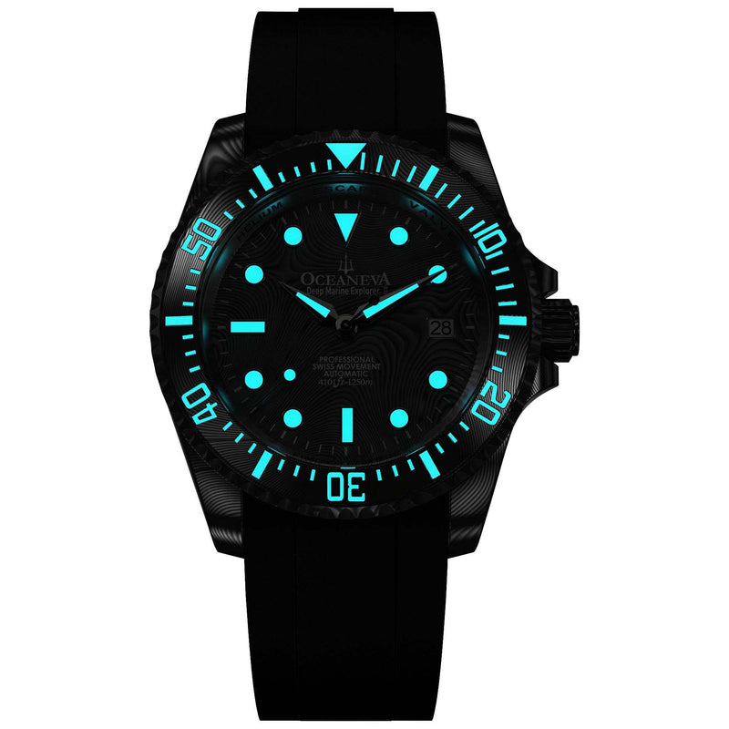 Damascus Swiss Automatic SW200 Deep Marine Explorer II Damascus/Natural Damascus Dial | darkgrey Dial