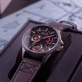 Hawker Harrier Farley Multifunction Quartz Black / Leather | Black Dial
