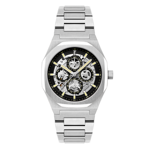 Discovery Drake Triple Calendar Skeleton Automatic Black / Stainless Steel | Black Dial