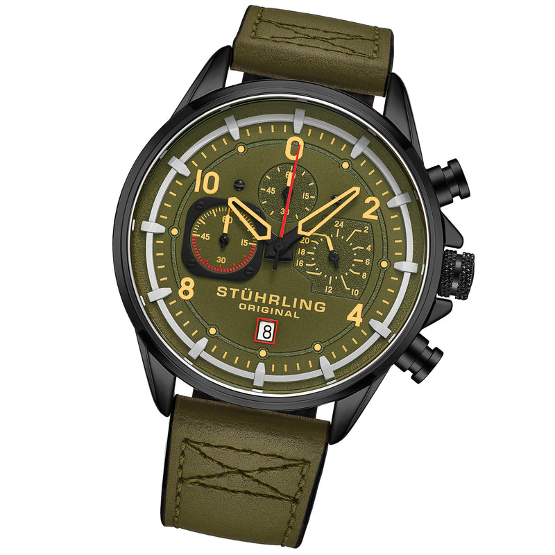 Aviator 929 Watch Green/Leather | Green Dial